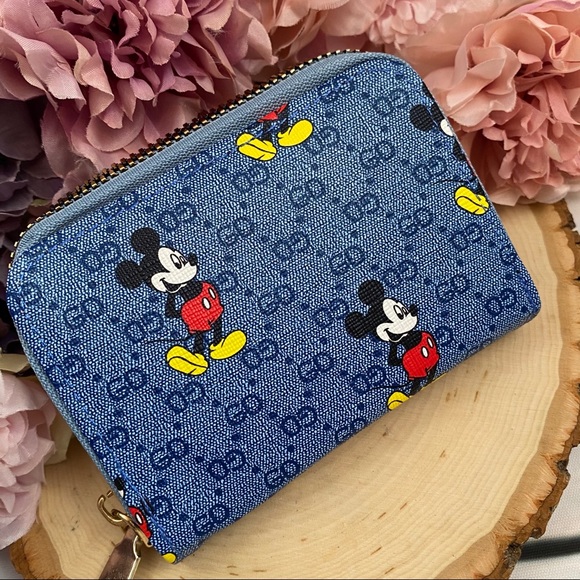 Blue Mickey Mouse Vegan Leather Zippered Wallet - Picture 2 of 9